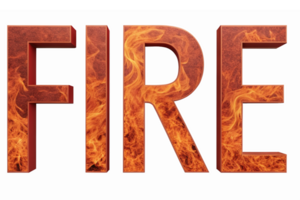 Fire Text Design with Flames for Bold Graphics and Creative Projects on Transparent Background png