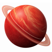 Vivid Red Planet with Ring System on Transparent Background for Space and Science Applications png