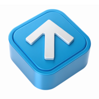 3D Blue Upward Arrow Button with Round Edges on Transparent Background for User Interface png