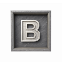 3D Raised Letter B in Gray Stone Frame with Transparent Background for Branding and Design png