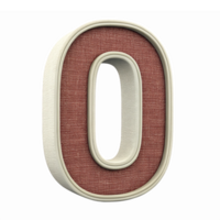 Stylish 3D Fabric Number Zero in Rich Textured Design with Transparent Background png