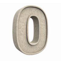 3D Stone Effect Number Zero Decorative Design Element with Transparent Background png