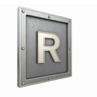 Metallic Letter R with Engraved Design on a Textured Background for Branding and Signage png