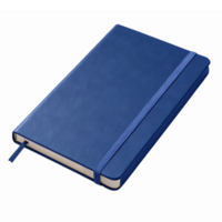 Blue Leather Notebook with Elastic Closure and Bookmark on Transparent Background png