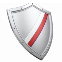 Silver Shield with Red and Blue Ribbon Design on Transparent Background for Security Symbols png