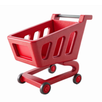 Red Shopping Cart 3D Design for Retail and E-Commerce Applications with Transparent Background png