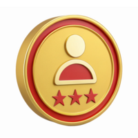 Gold Badge with Three Stars and User Symbolizing Achievement and Recognition png