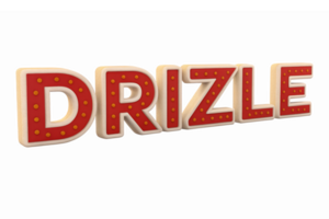 3D DRIZZLE Text Design with Bright Red and Yellow Accents for Modern Digital Applications png