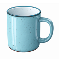 Blue Speckled Coffee Mug with Glossy Finish and Transparent Background for Design Projects png