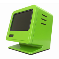 Bright Green Retro Computer Monitor with Transparent Background for Digital Design Projects png