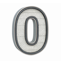 Three Dimensional Decorative Number Zero with Mosaic Texture on Transparent Background png
