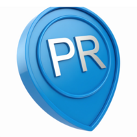 Blue Location Pin with PR Initials on Transparent Background for Navigation and Mapping Applications png