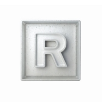 3D Silver Square Letter R with Textured Surface and Transparent Background png