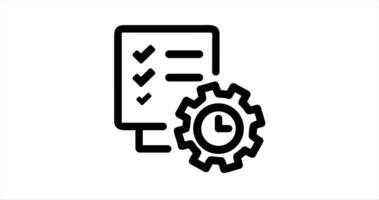 Tempo gestão linha animação. tarefas planejamento animado ícone. organização do Atividades. produtividade. Preto ilustração em branco fundo. hd com alfa canal para aplicativos, rede. movimento gráfico video