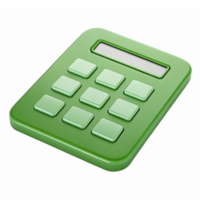 Green Calculator with Square Buttons and Display for Educational and Business Use png