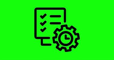 Tempo gestão linha animação em verde tela fundo. tarefas planejamento animado ícone. organização do Atividades. produtividade. hd com alfa canal para aplicativos, rede, ágil. movimento gráfico video