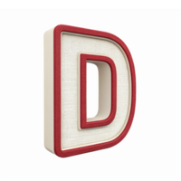 Three Dimensional Textured Letter D Design with Soft Red Edges and Light Background png