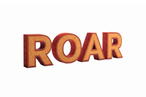 Bold Three Dimensional Word Art Roar Design with Textured Letters on Transparent Background png