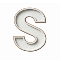 Three Dimensional Letter S Design with Textured Surface and Transparent Background png