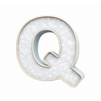 Three Dimensional Letter Q with Soft Textured Surface and Elegant Outline for Typography Design png