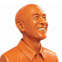Smiling Orange Figurine of a Happy Male Character with a Glossy Finish on a Transparent Background png