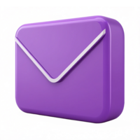 3D Purple Envelope with Glossy Finish Transparent Background for Email and Messaging Applications png
