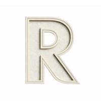 Elegant 3D Letter R Design with Textured Finish and Transparent Background for Branding png