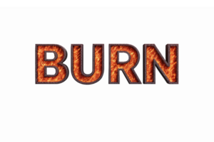 Burn Text Effect with Fiery Texture on Transparent Background for Dynamic Graphics png