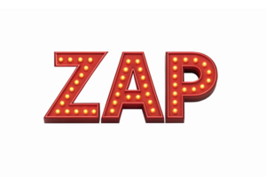 Bright Red Zap Sign with Bulbs on Transparent Background for Dynamic Designs and Branding png
