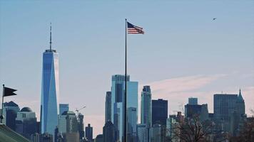 New York City View With US Flag video