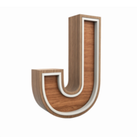 3D Wooden Letter J with Shadow Effect for Typography and Design Projects on Transparent Background png