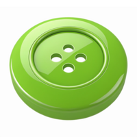 Glossy Green Sewing Button with Four Holes on Transparent Background for Crafting and Design png