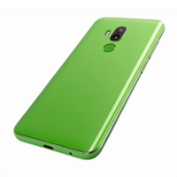 Vibrant Green Smartphone with Glossy Finish Featuring a Modern Design and Transparent Background png