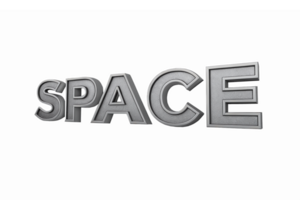 3D Metallic Space Text Illustration with Transparent Background for Design and Creative Applications png