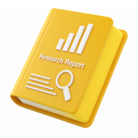 Yellow Research Report Folder with Graphs and Magnifying Glass on Transparent Background png