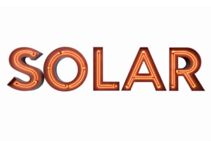 Solar Energy Text Effect with Glowing Lights on Transparent Background png