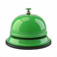 Shiny Green Service Bell for Customer Support and Hospitality Concepts with Transparent Background png