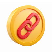 Red Link on Gold Coin Symbolizing Connectivity and Networking for Digital Applications png