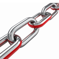Shiny Metallic Links of Red and Silver Chain Isolated on Transparent Background png