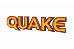 Bold 3D Text Effect for Quake with Orange Gradient and Transparent Background png