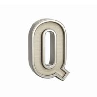 Stylish 3D Letter Q Design with Textured Finish and Glossy Look on Transparent Background png