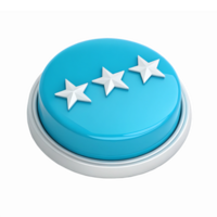 Three Star Rating Blue Button with Round Design for Reviews and Feedback Applications png