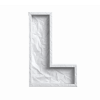 Crumpled White Letter L in 3D Style with Transparent Background for Creative Design Use png