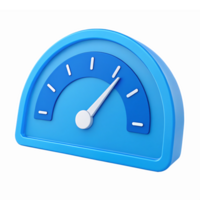 Blue Speedometer for Performance Metrics and Dashboard Visualizations with Transparent Background png