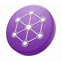 Purple Network Node with Geometric Connections and Transparent Background Visual Representation png