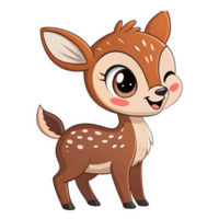 Cute Cartoon Deer Character with Winking Expression and Playful Pose on Transparent Background png