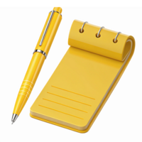 Yellow Notepad and Pen on Transparent Background for Note Taking and Writing Tasks png