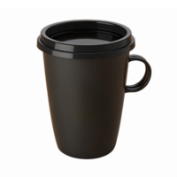 Black Coffee Mug with Lid Stylish Durable Design for Hot Beverages Home Office Use png