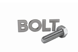 Realistic 3D Bolt and Text Concept for Mechanical Design Engineering and Manufacturing Projects png