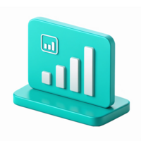 Analytics Dashboard with Bar Graph and Data Visualization Elements in Teal Color png